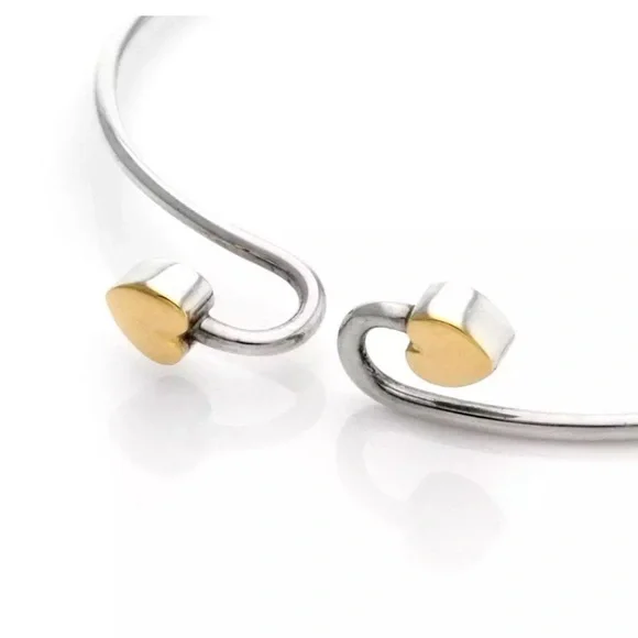 Tiffany & Co. Gold Hearts Hook Bangle Sterling Silver & 18k